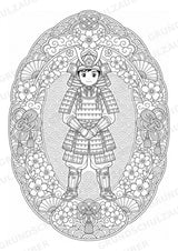 Samurai Mandalas Ausmalbilder – Geschichte – 15 Malvorlagen – Materialseite 2