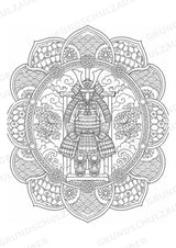 Samurai Mandalas Ausmalbilder – Geschichte – 15 Malvorlagen – Materialseite 5