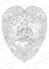 Samurai Mandalas Ausmalbilder – Geschichte – 15 Malvorlagen – Materialseite 6
