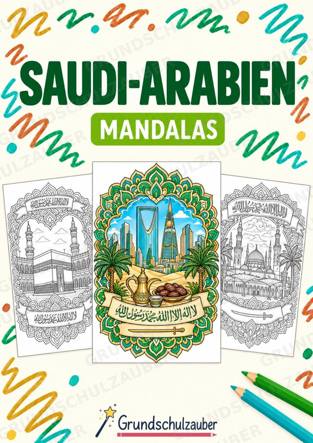 Saudi Arabien Mandalas Ausmalbilder – Länder und Kulturen – 15 Malvorlagen – Cover
