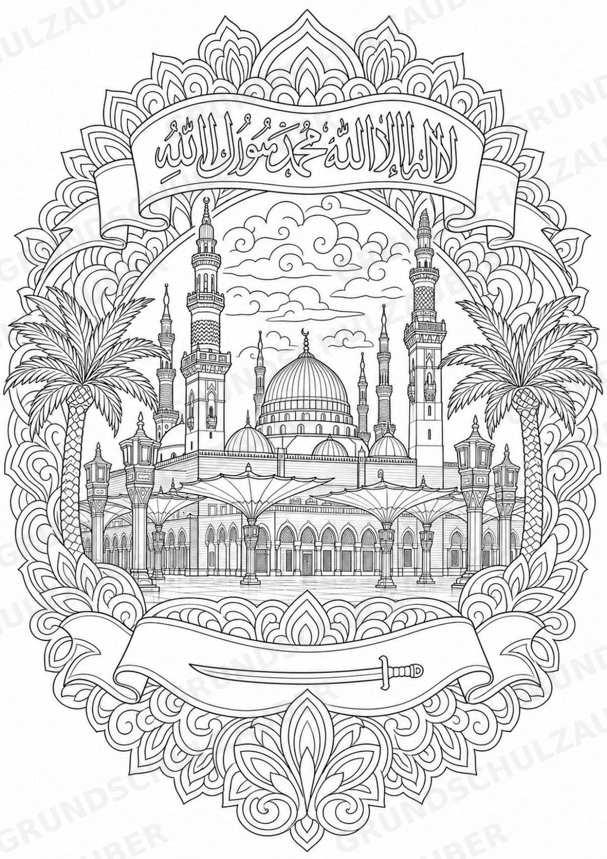 Saudi Arabien Mandalas Ausmalbilder – Länder und Kulturen – 15 Malvorlagen – Materialseite 4