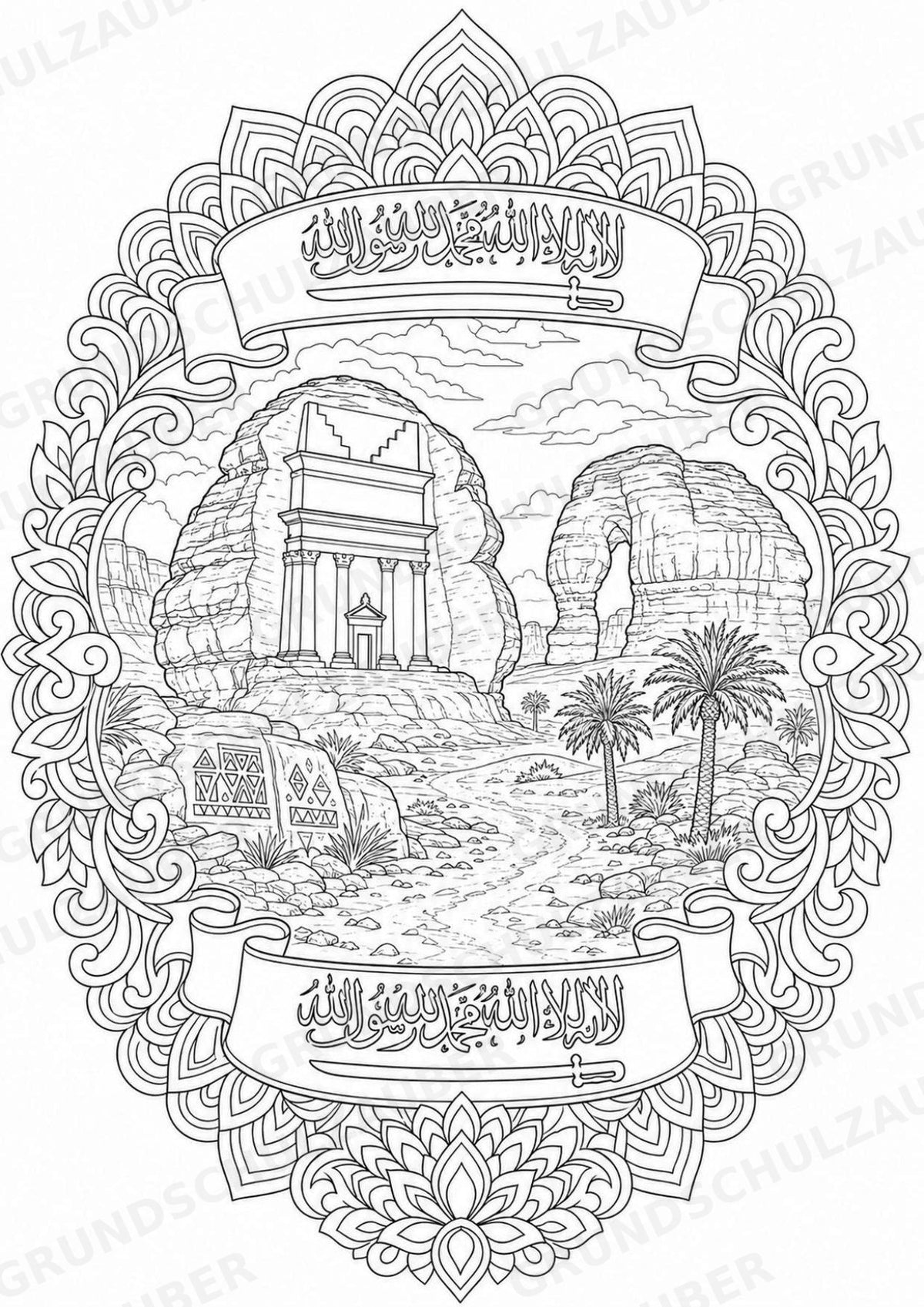 Saudi Arabien Mandalas Ausmalbilder – Länder und Kulturen – 15 Malvorlagen – Materialseite 5