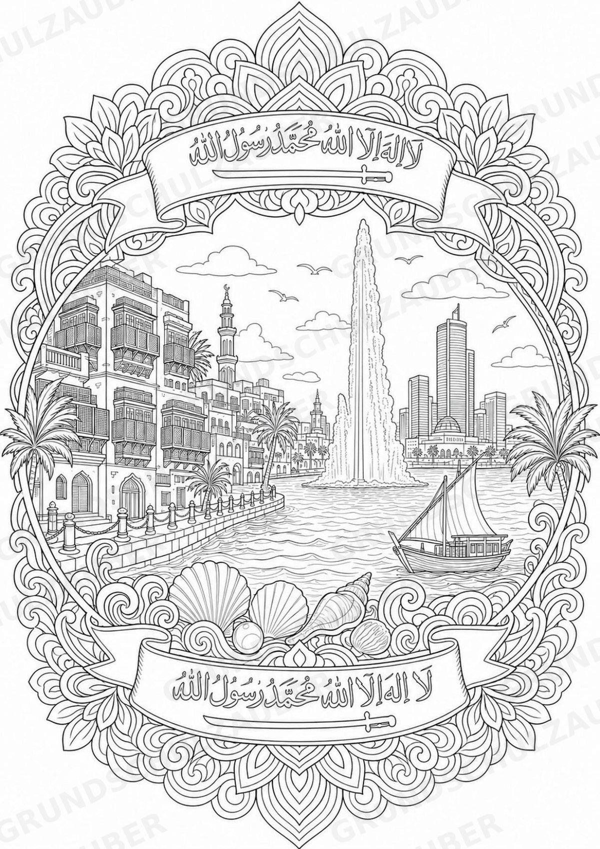 Saudi Arabien Mandalas Ausmalbilder – Länder und Kulturen – 15 Malvorlagen – Materialseite 6