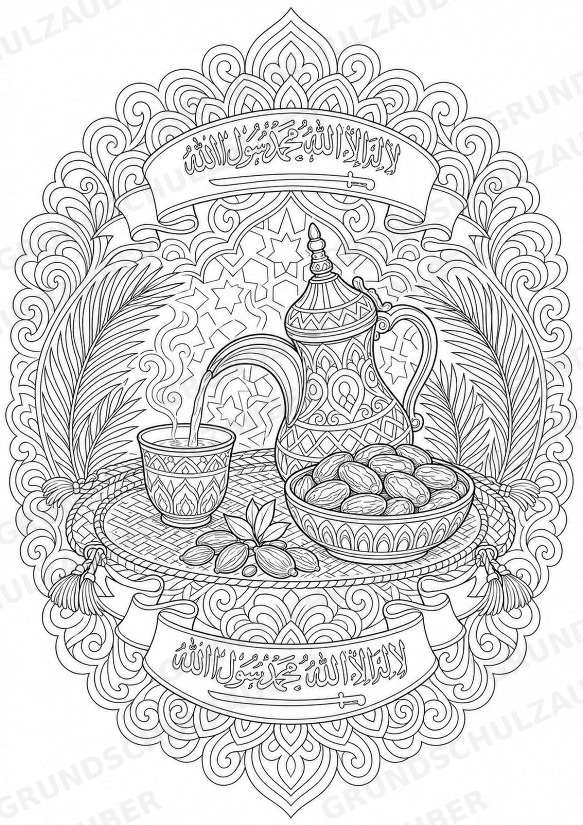Saudi Arabien Mandalas Ausmalbilder – Länder und Kulturen – 15 Malvorlagen – Materialseite 10