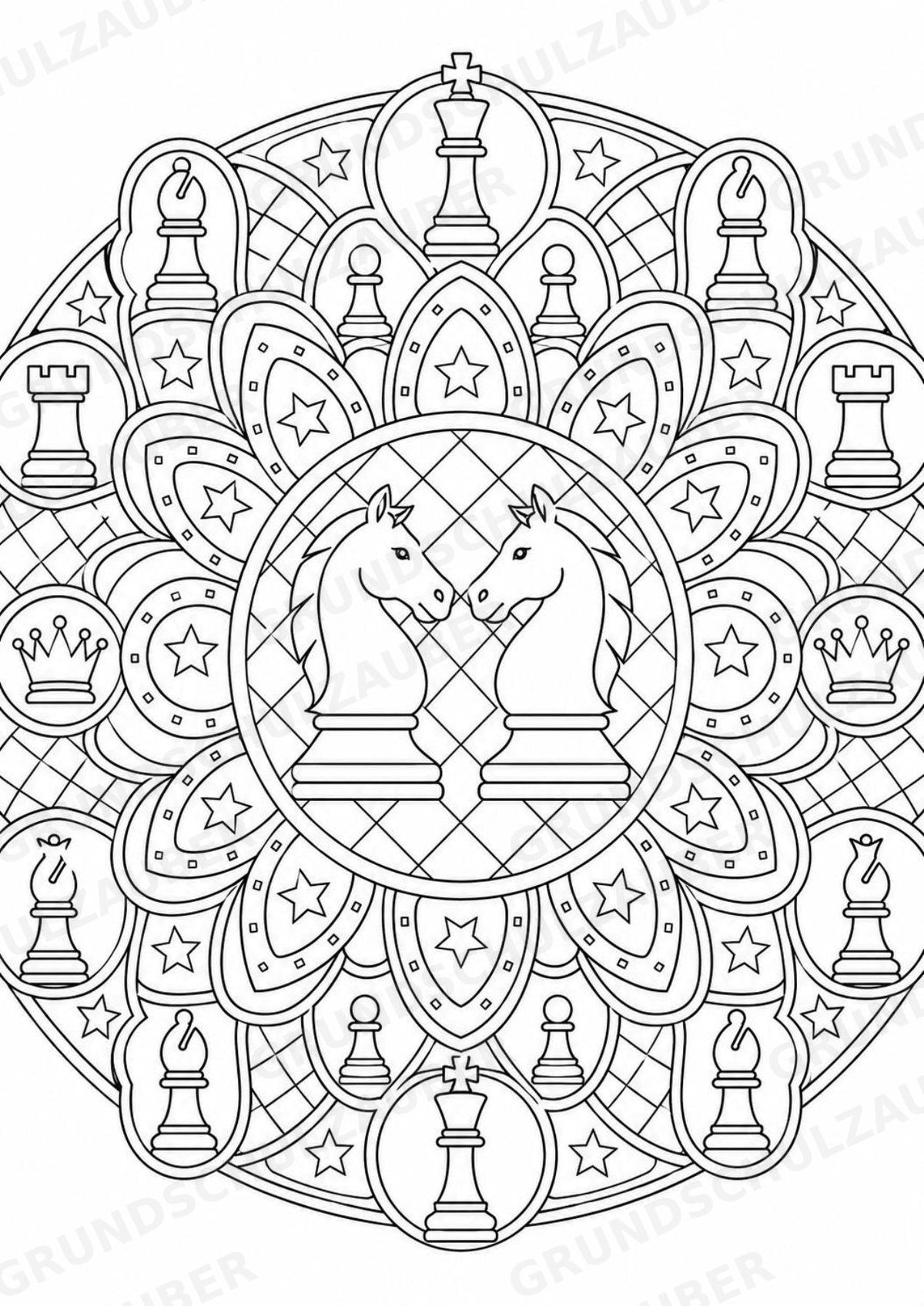 Schach Mandalas Ausmalbilder – Sport – 15 Malvorlagen – Materialseite 4