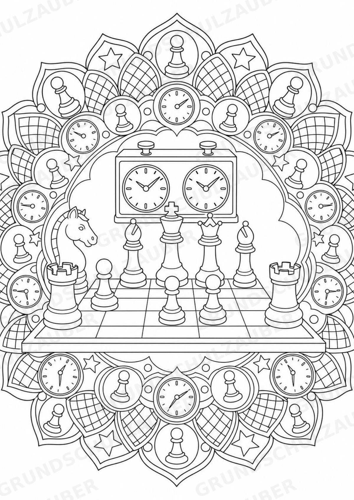 Schach Mandalas Ausmalbilder – Sport – 15 Malvorlagen – Materialseite 10