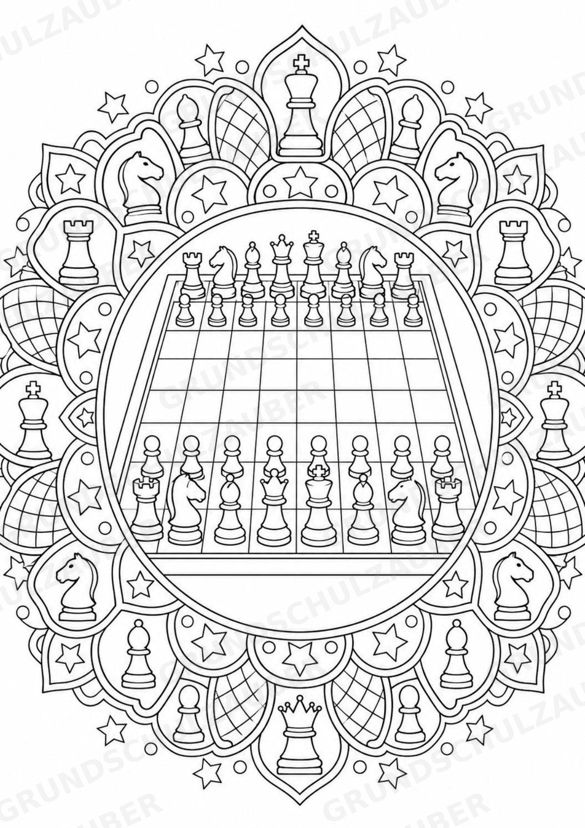 Schach Mandalas Ausmalbilder – Sport – 15 Malvorlagen – Materialseite 12