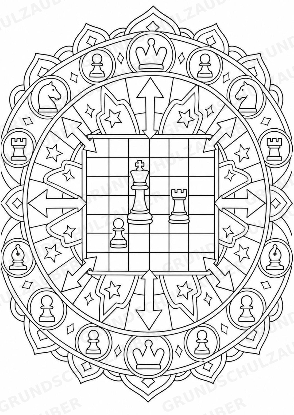 Schach Mandalas Ausmalbilder – Sport – 15 Malvorlagen – Materialseite 14