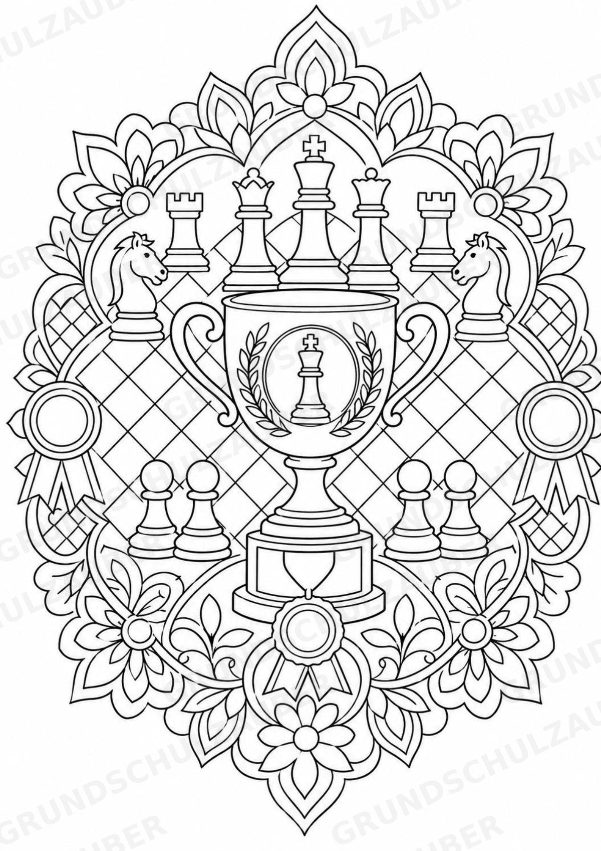 Schach Mandalas Ausmalbilder – Sport – 15 Malvorlagen – Materialseite 15