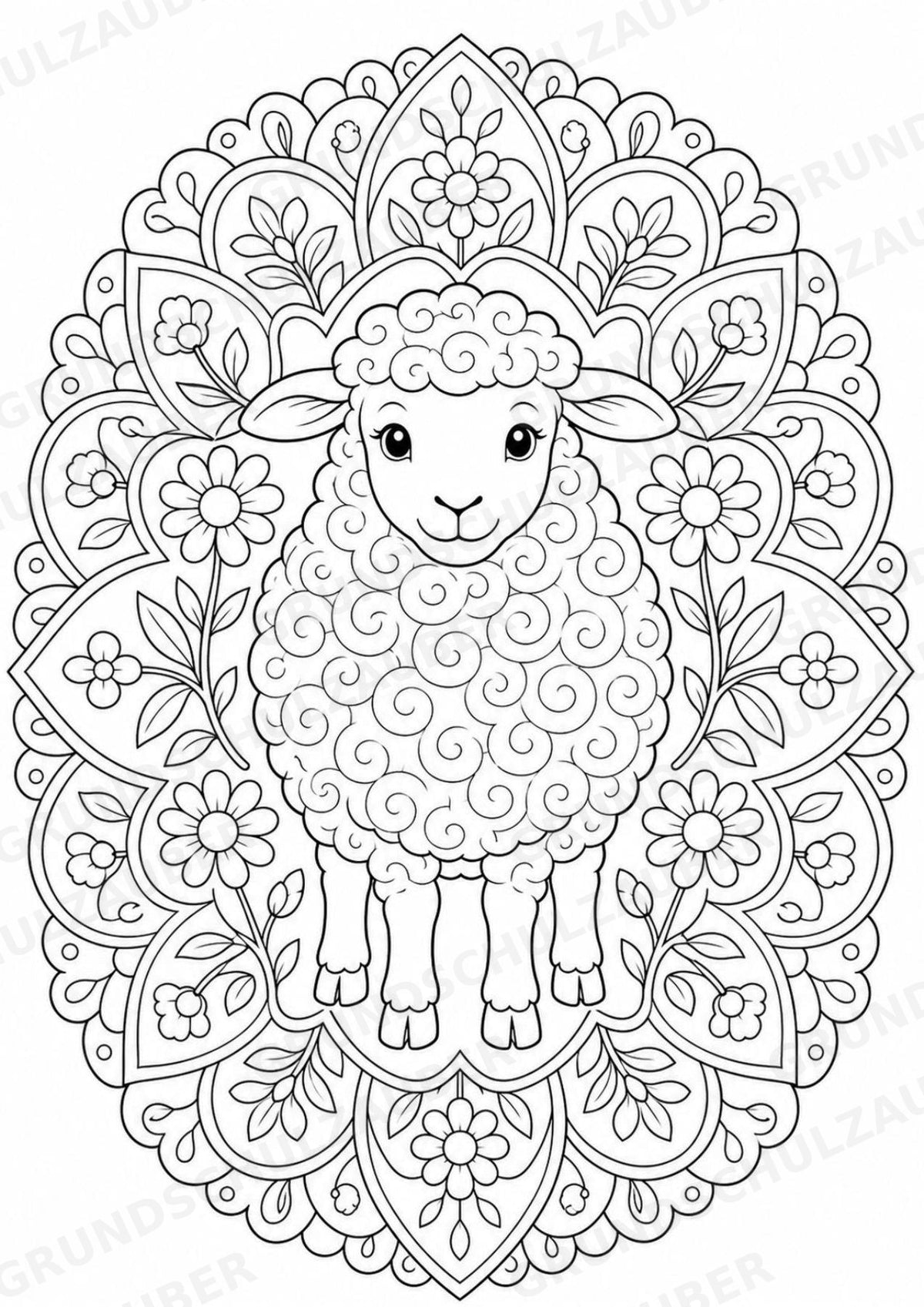 Schaf Mandalas Ausmalbilder – Tiere – 15 Malvorlagen – Materialseite 2