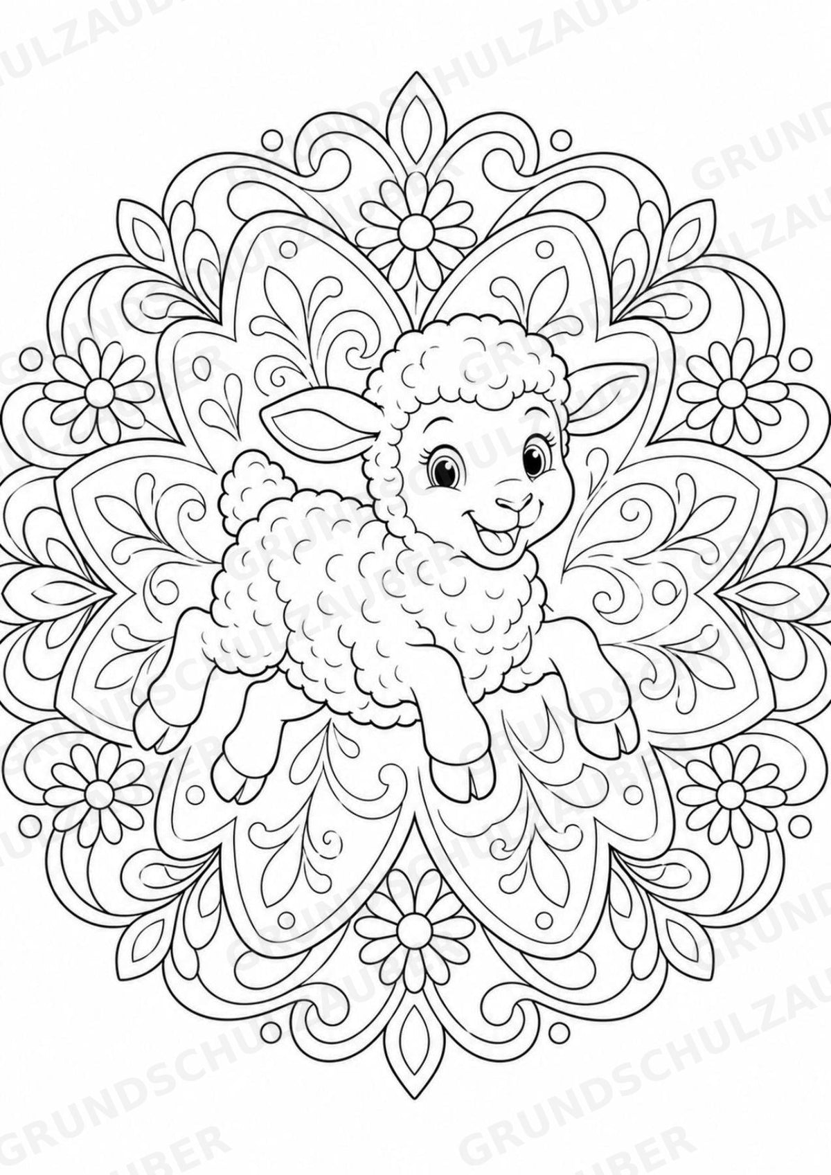 Schaf Mandalas Ausmalbilder – Tiere – 15 Malvorlagen – Materialseite 4