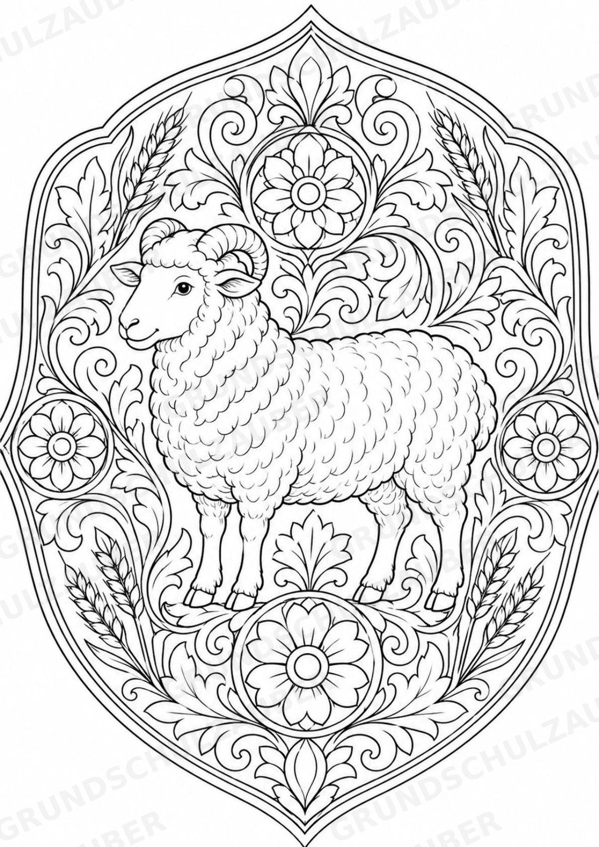 Schaf Mandalas Ausmalbilder – Tiere – 15 Malvorlagen – Materialseite 7