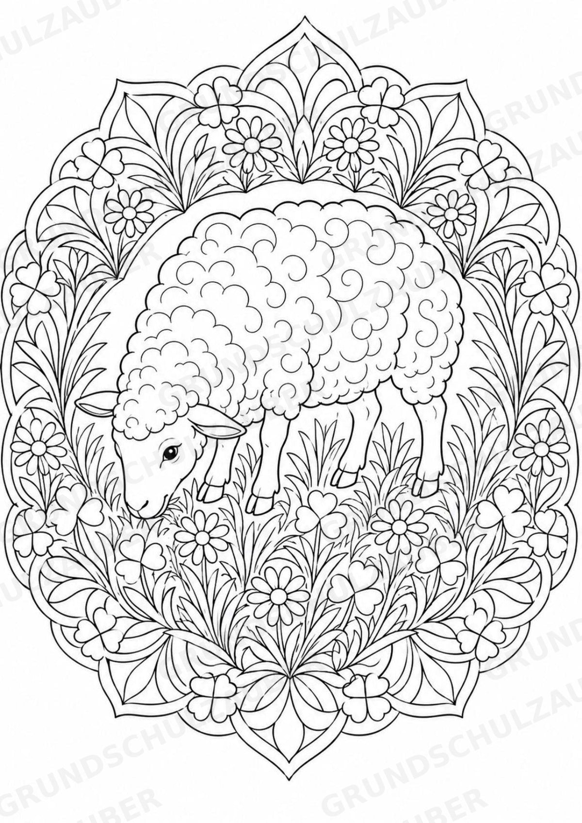 Schaf Mandalas Ausmalbilder – Tiere – 15 Malvorlagen – Materialseite 11