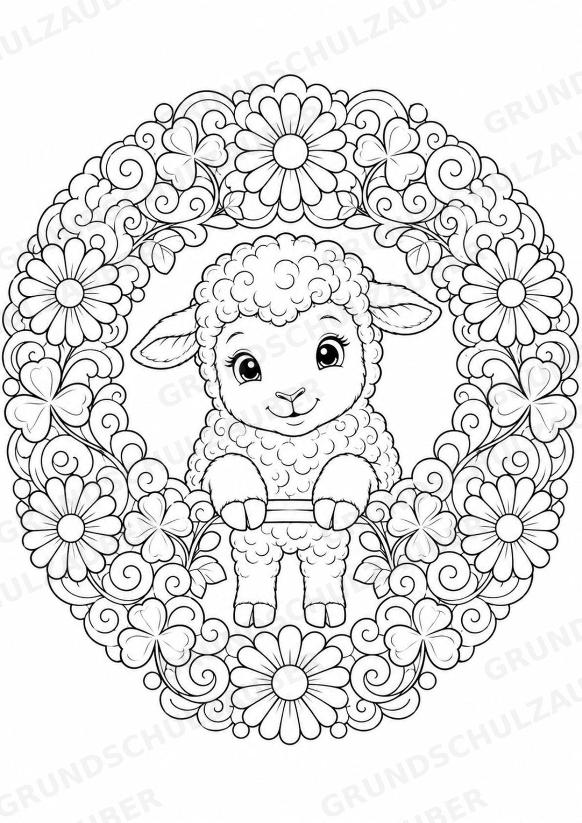Schaf Mandalas Ausmalbilder – Tiere – 15 Malvorlagen – Materialseite 12