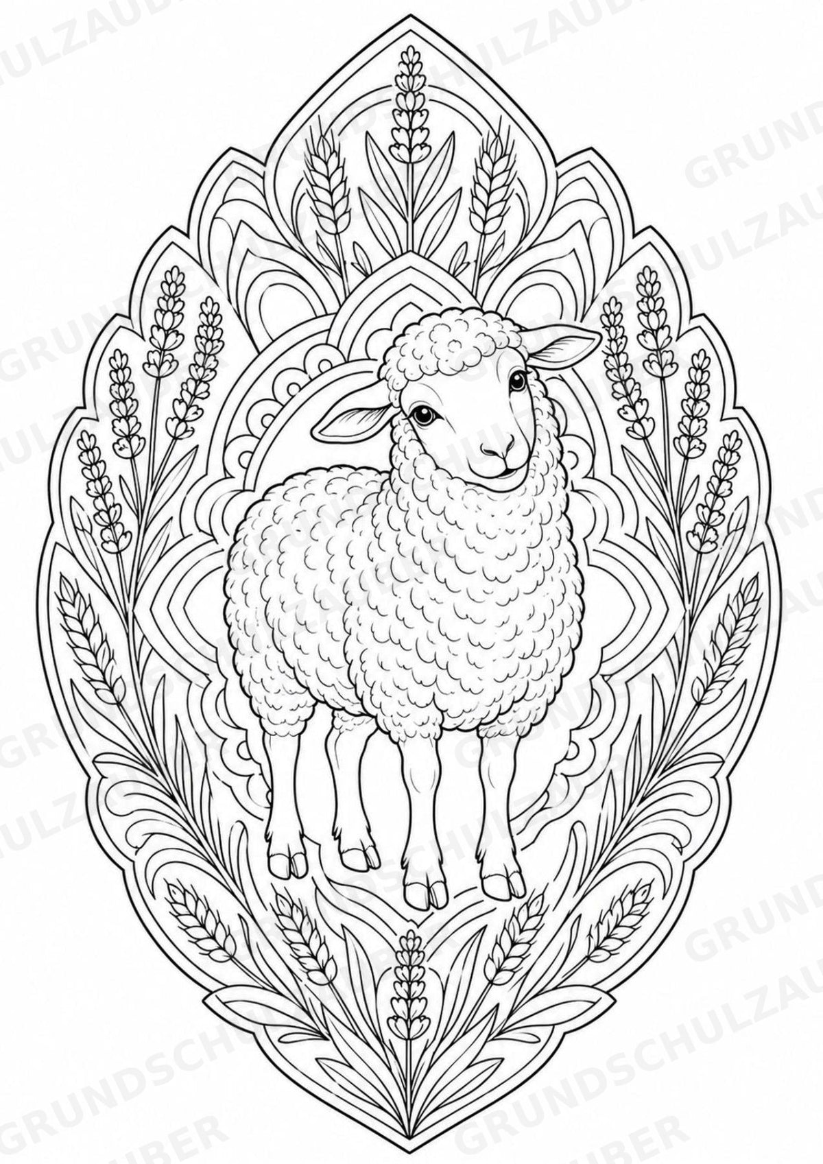 Schaf Mandalas Ausmalbilder – Tiere – 15 Malvorlagen – Materialseite 13