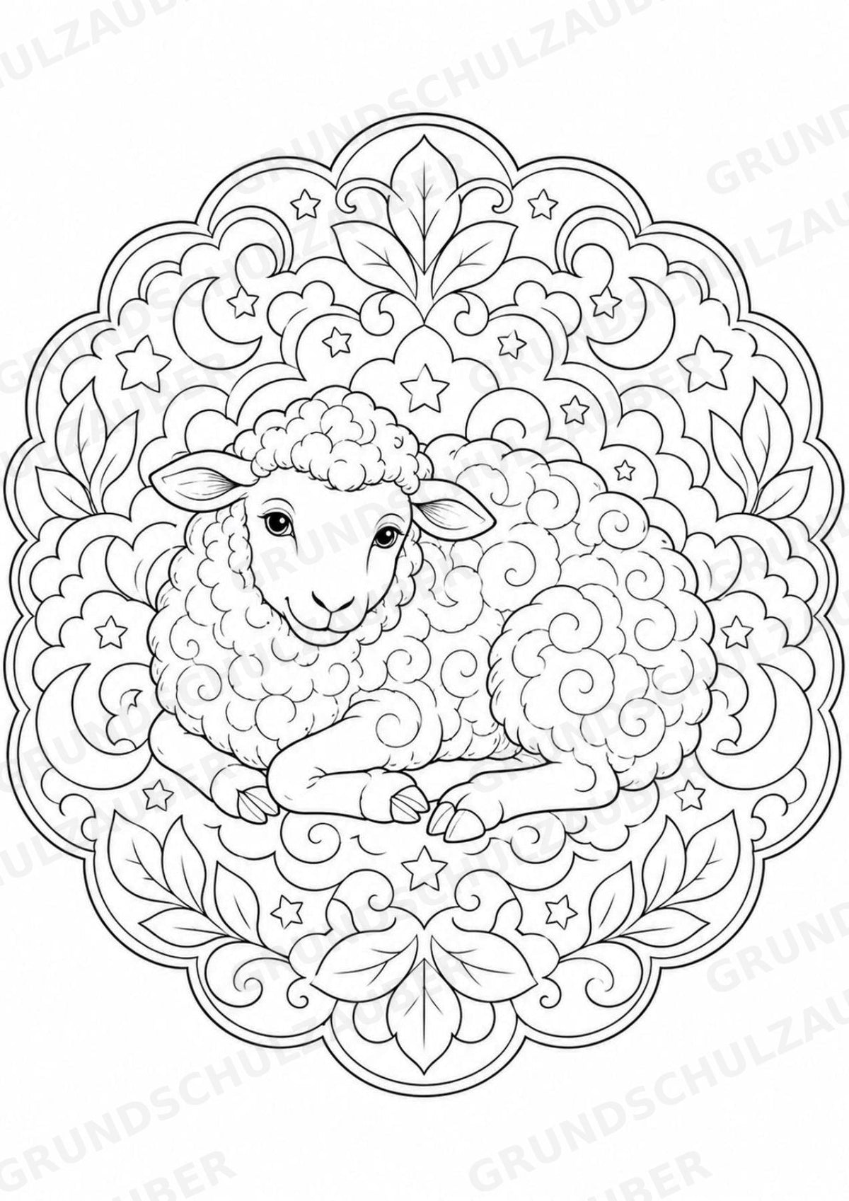 Schaf Mandalas Ausmalbilder – Tiere – 15 Malvorlagen – Materialseite 15