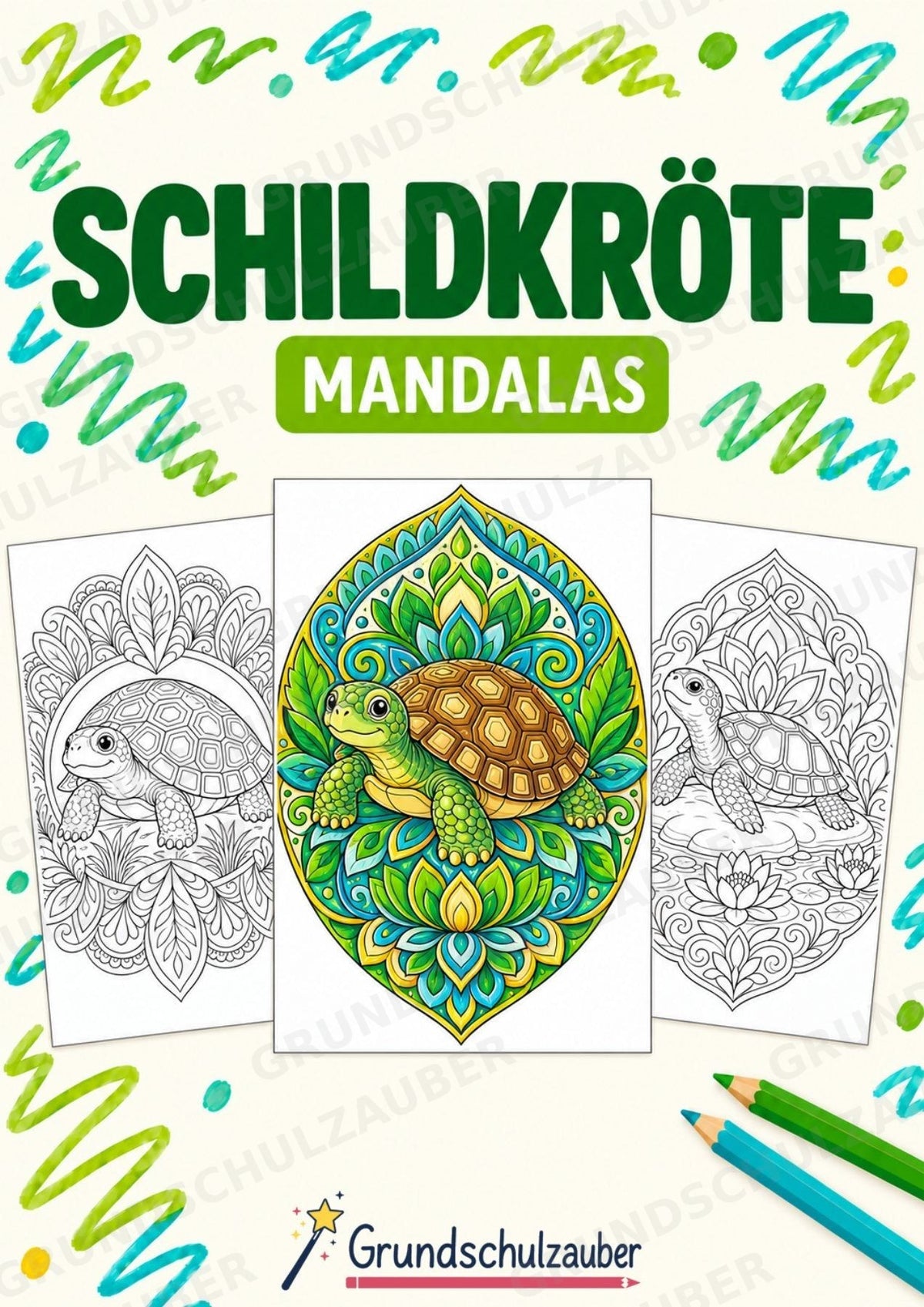 Schildkröte Mandalas Ausmalbilder – Tiere – 15 Malvorlagen – Cover
