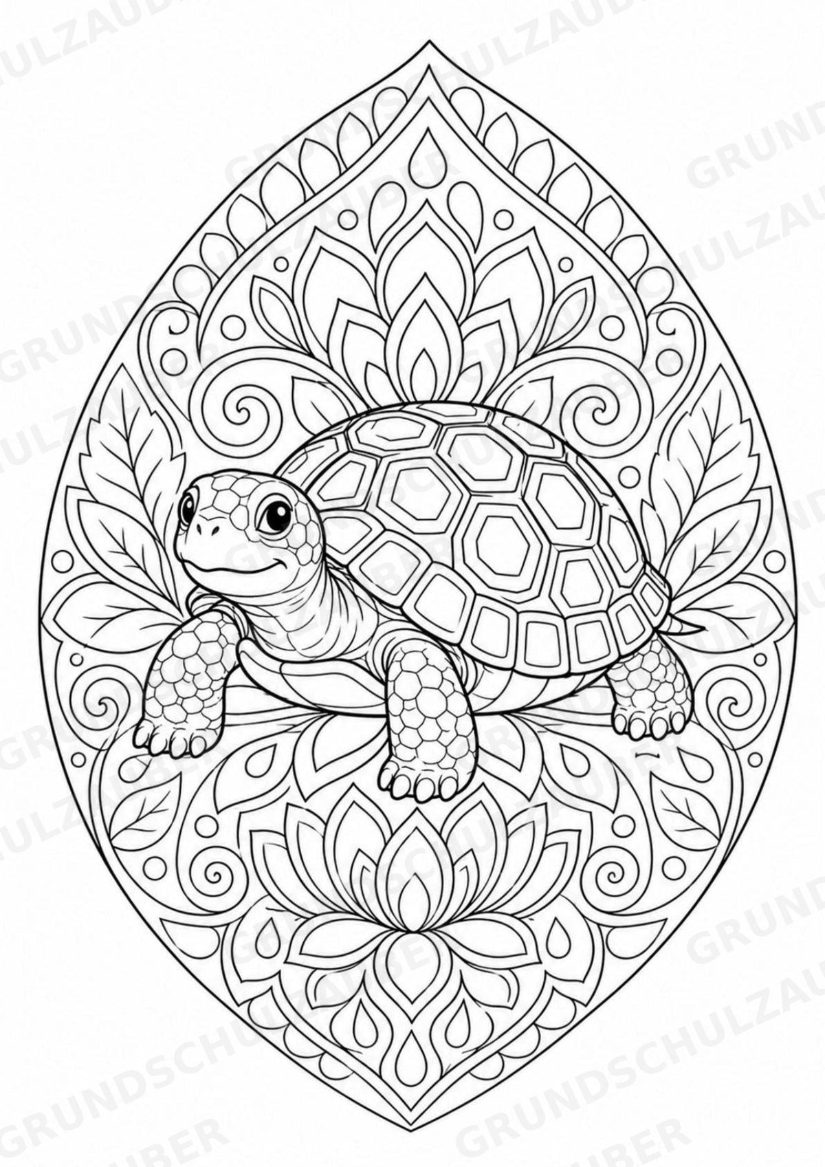 Schildkröte Mandalas Ausmalbilder – Tiere – 15 Malvorlagen – Materialseite 2