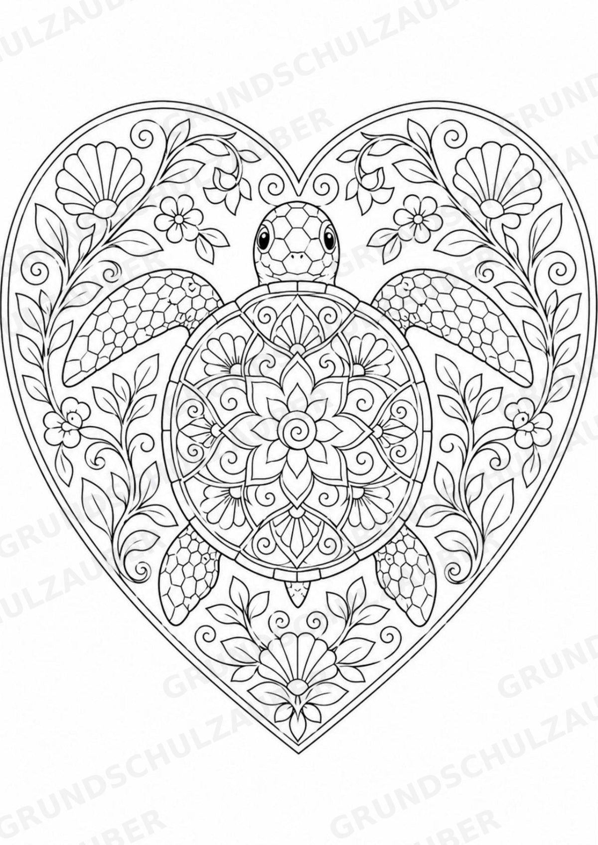 Schildkröte Mandalas Ausmalbilder – Tiere – 15 Malvorlagen – Materialseite 6