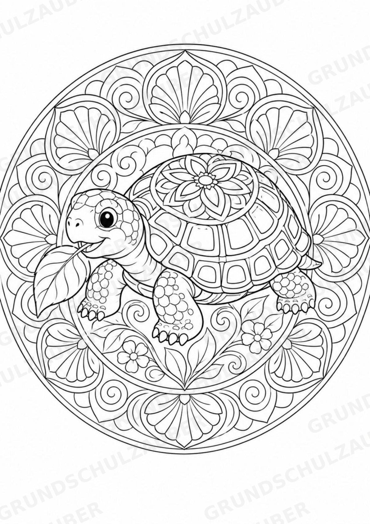 Schildkröte Mandalas Ausmalbilder – Tiere – 15 Malvorlagen – Materialseite 7