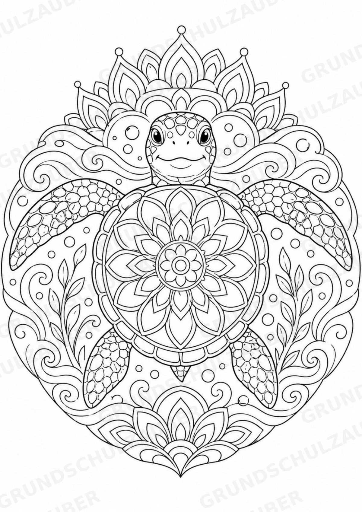 Schildkröte Mandalas Ausmalbilder – Tiere – 15 Malvorlagen – Materialseite 8