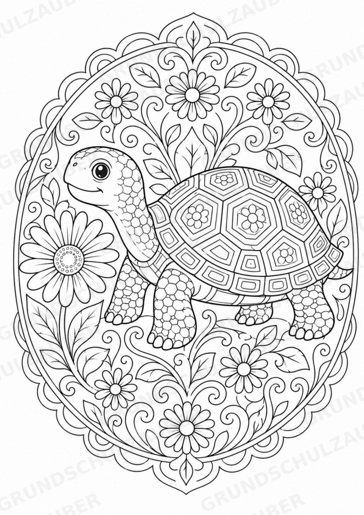 Schildkröte Mandalas Ausmalbilder – Tiere – 15 Malvorlagen – Materialseite 9