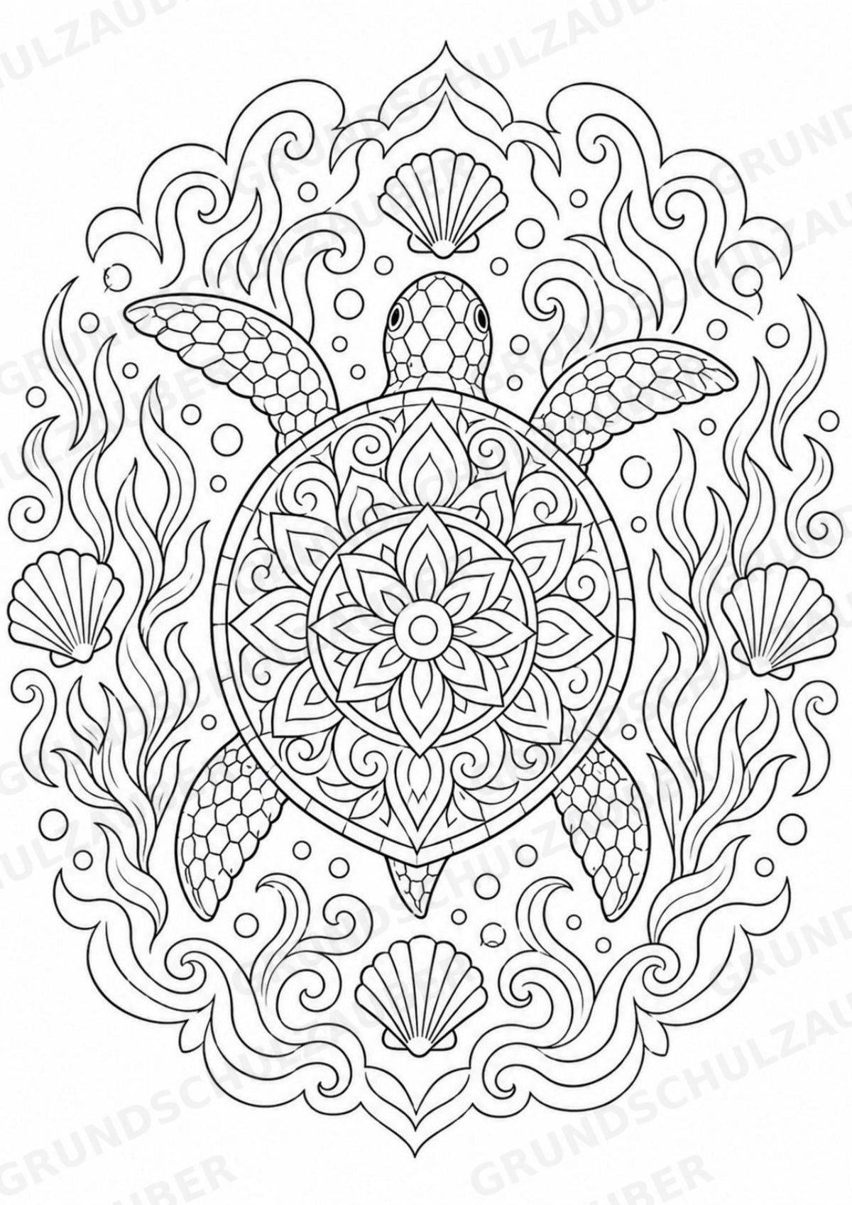 Schildkröte Mandalas Ausmalbilder – Tiere – 15 Malvorlagen – Materialseite 10
