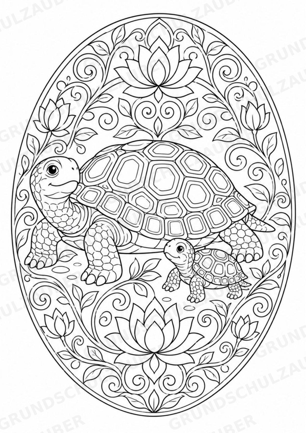 Schildkröte Mandalas Ausmalbilder – Tiere – 15 Malvorlagen – Materialseite 11