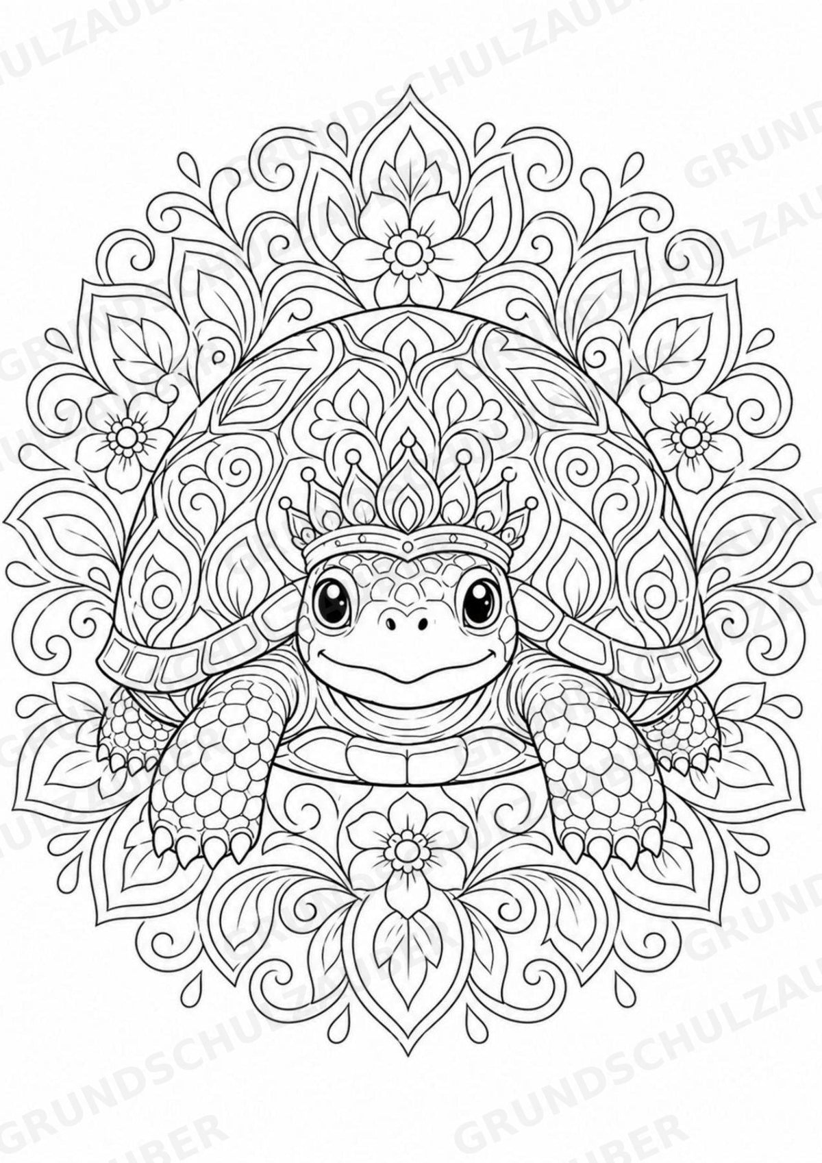 Schildkröte Mandalas Ausmalbilder – Tiere – 15 Malvorlagen – Materialseite 12