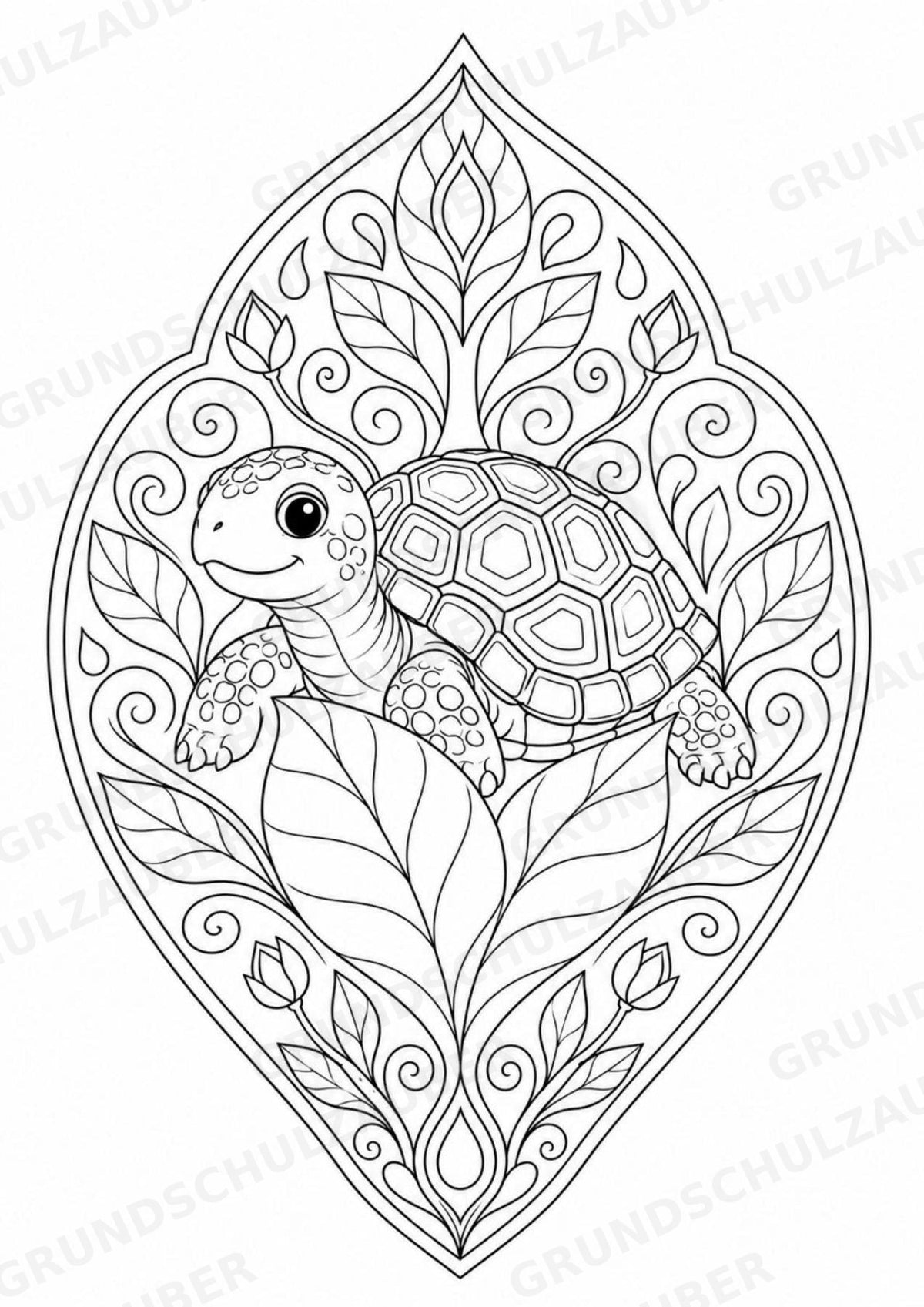 Schildkröte Mandalas Ausmalbilder – Tiere – 15 Malvorlagen – Materialseite 16