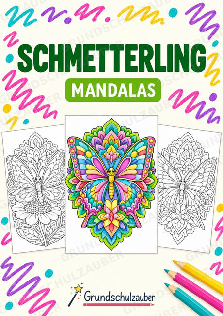 Schmetterling Mandalas Ausmalbilder – Tiere – 15 Malvorlagen – Cover