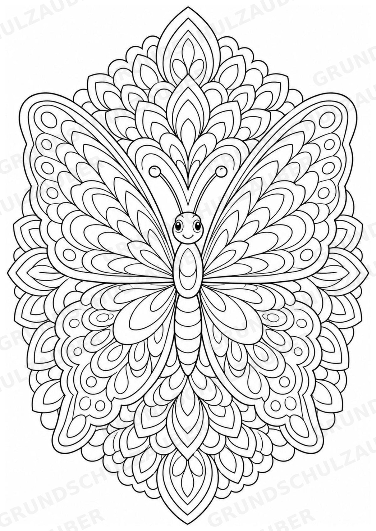 Schmetterling Mandalas Ausmalbilder – Tiere – 15 Malvorlagen – Materialseite 2