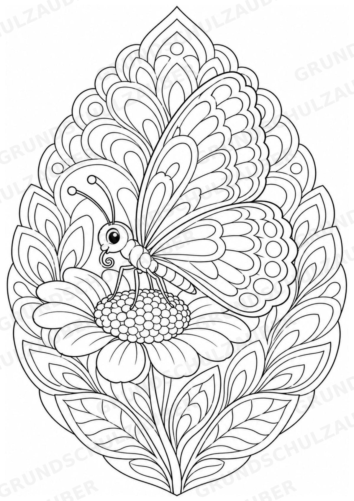 Schmetterling Mandalas Ausmalbilder – Tiere – 15 Malvorlagen – Materialseite 3