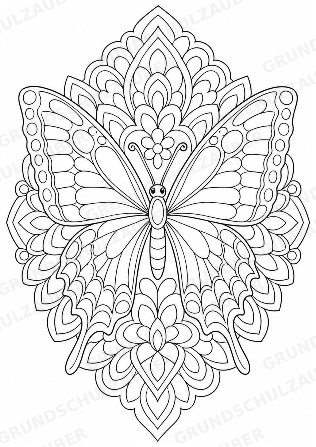 Schmetterling Mandalas Ausmalbilder – Tiere – 15 Malvorlagen – Materialseite 4