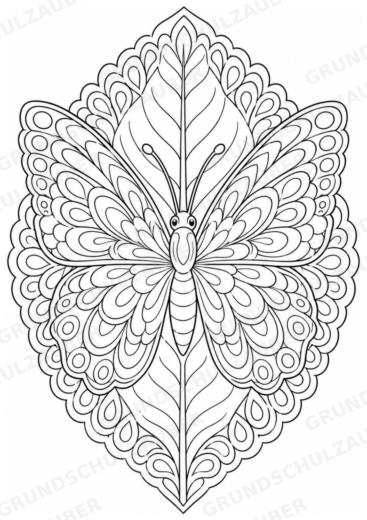 Schmetterling Mandalas Ausmalbilder – Tiere – 15 Malvorlagen – Materialseite 6