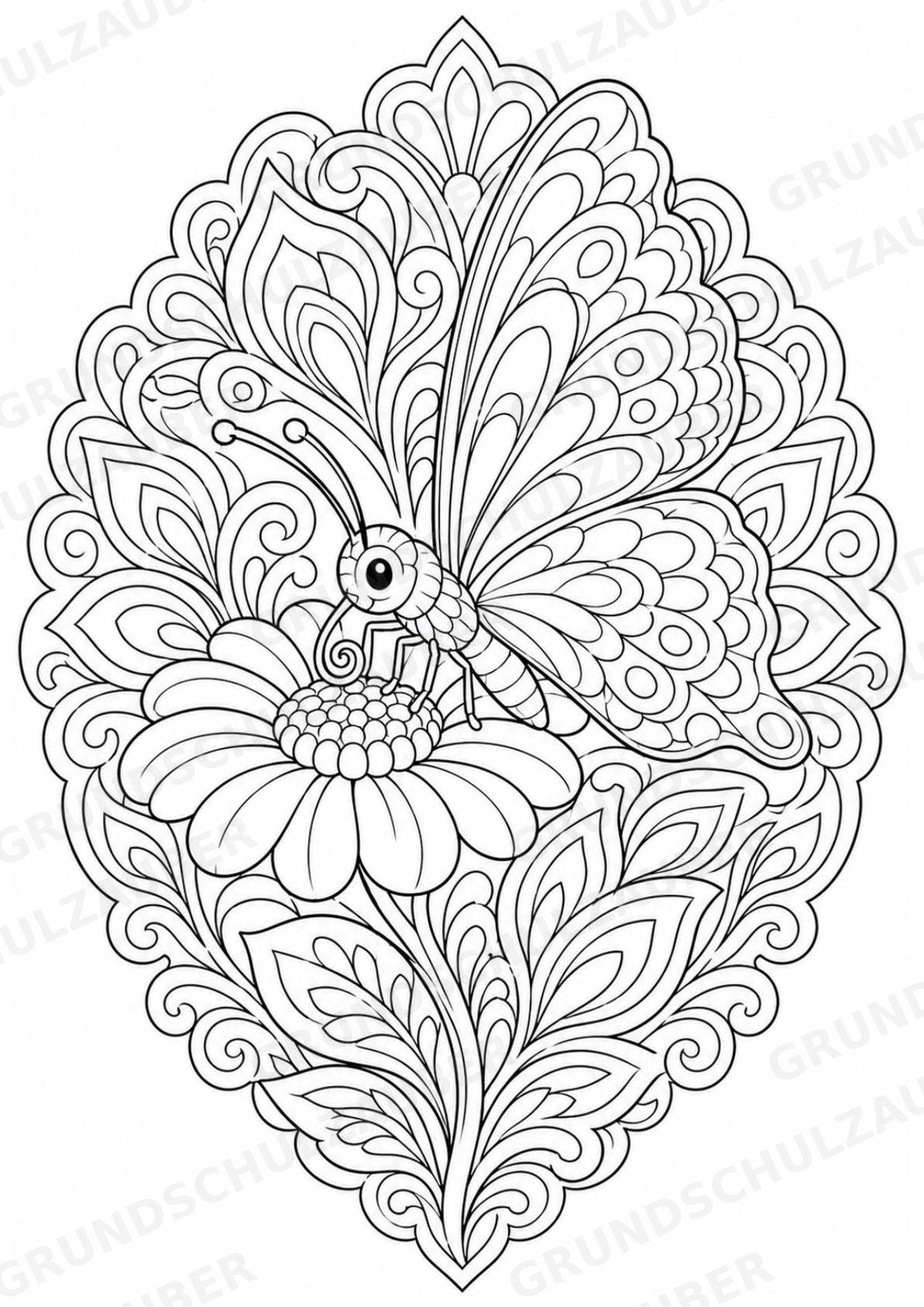 Schmetterling Mandalas Ausmalbilder – Tiere – 15 Malvorlagen – Materialseite 9