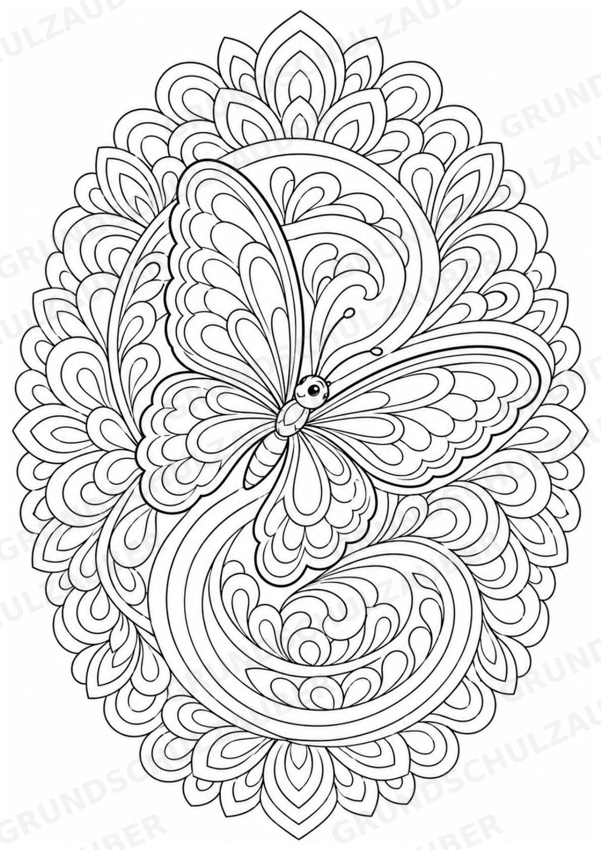 Schmetterling Mandalas Ausmalbilder – Tiere – 15 Malvorlagen – Materialseite 10