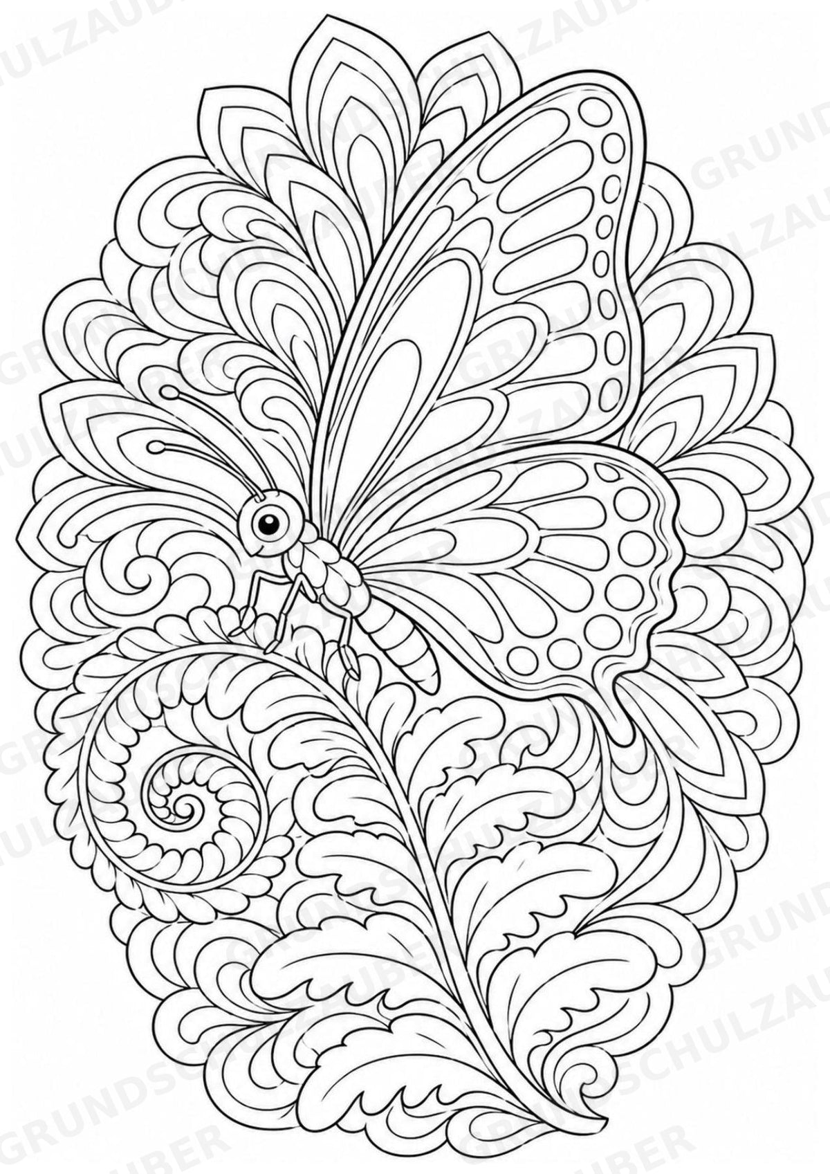 Schmetterling Mandalas Ausmalbilder – Tiere – 15 Malvorlagen – Materialseite 12