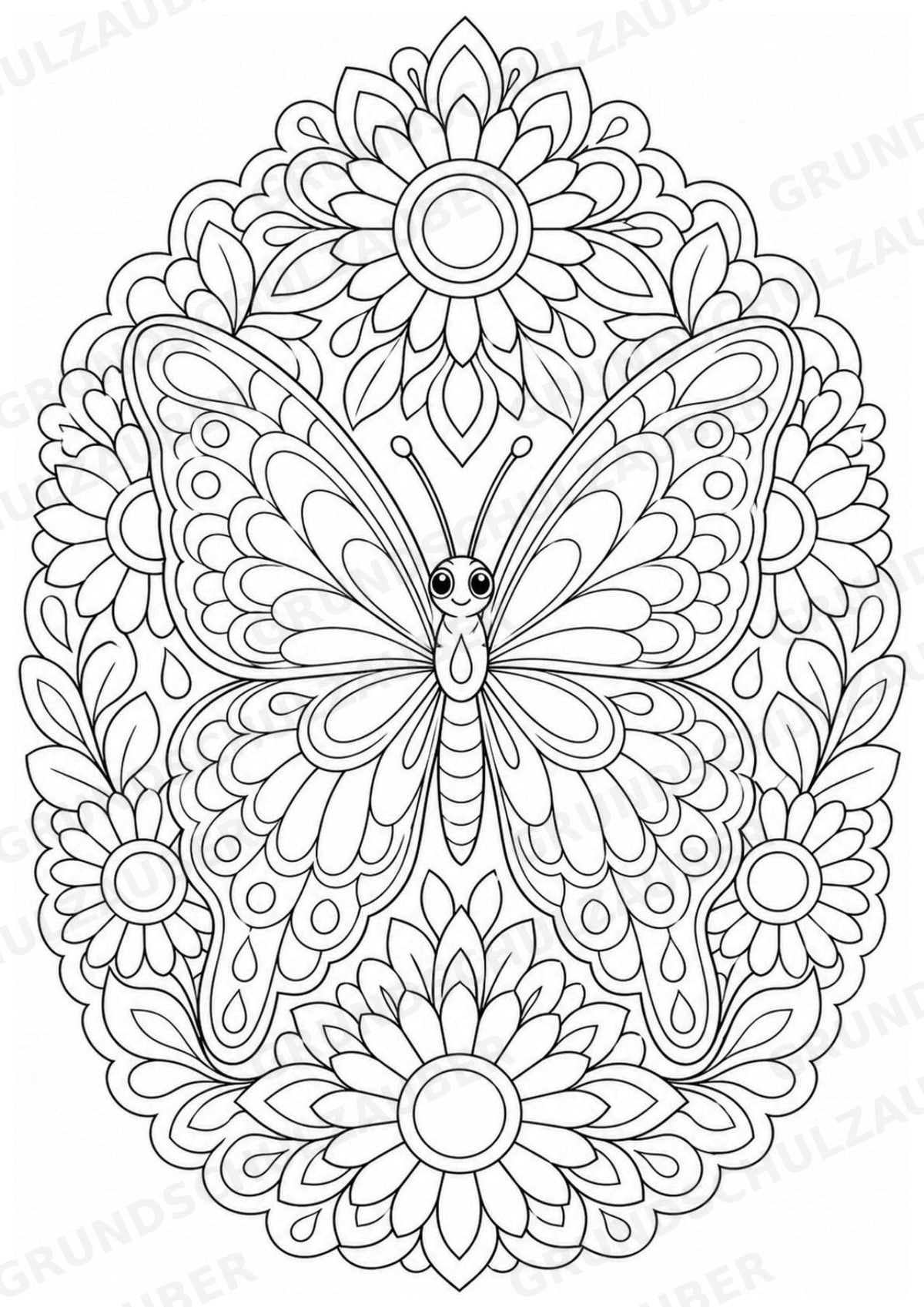 Schmetterling Mandalas Ausmalbilder – Tiere – 15 Malvorlagen – Materialseite 13