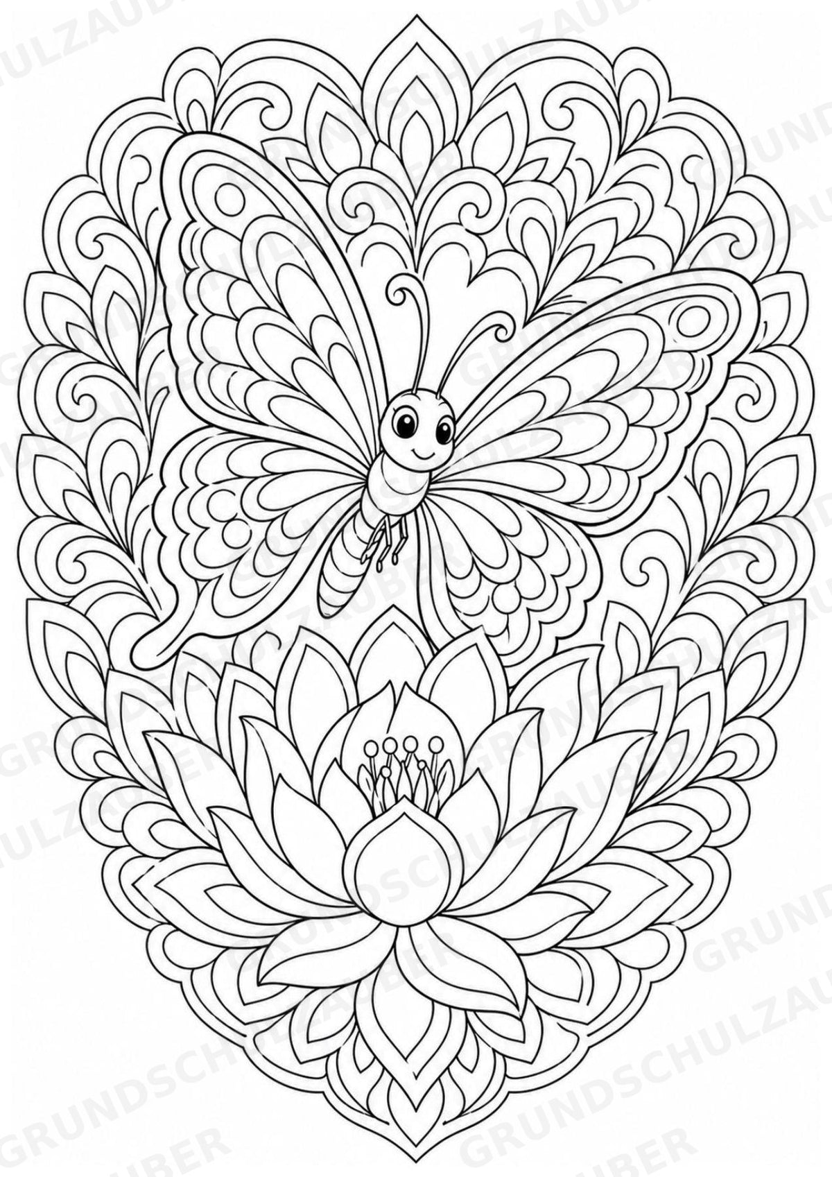 Schmetterling Mandalas Ausmalbilder – Tiere – 15 Malvorlagen – Materialseite 14