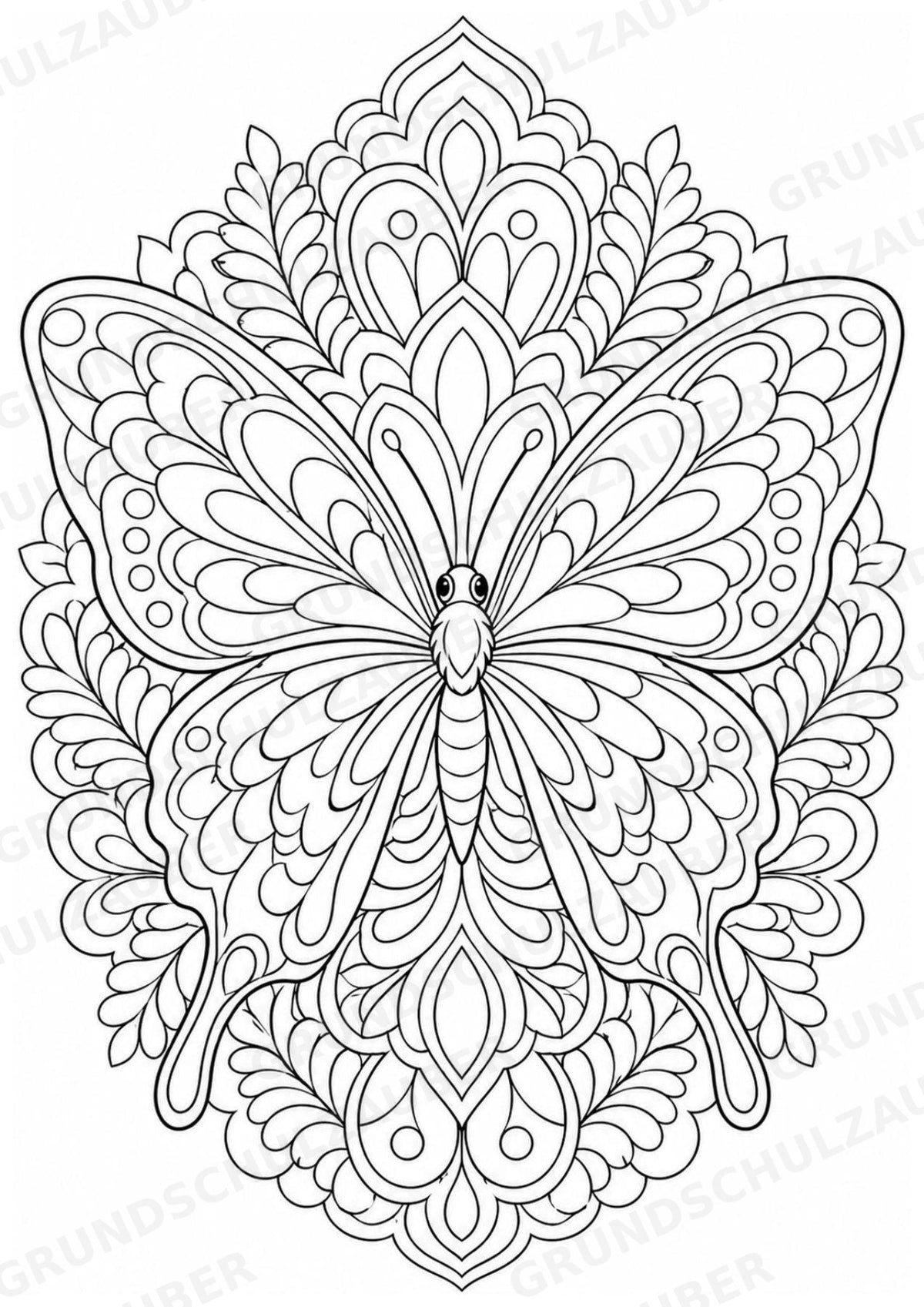 Schmetterling Mandalas Ausmalbilder – Tiere – 15 Malvorlagen – Materialseite 15
