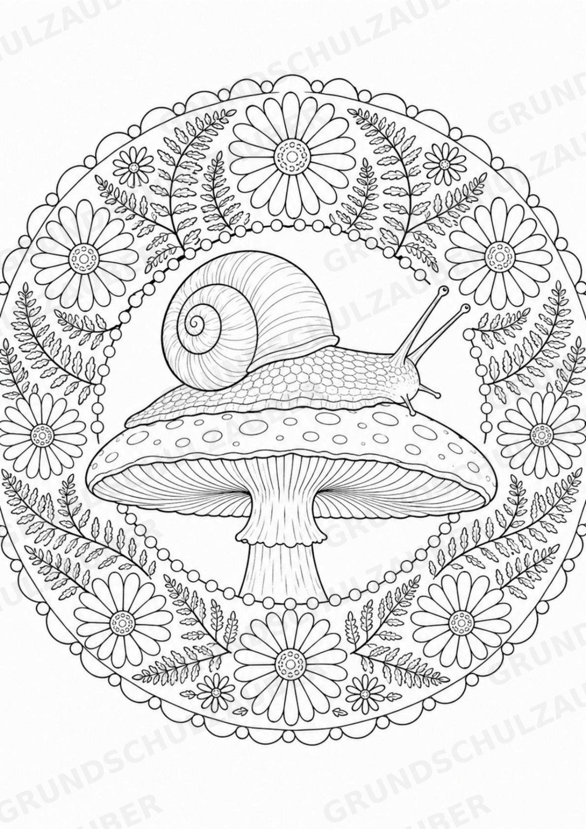 Schnecke Mandalas Ausmalbilder – Tiere – 15 Malvorlagen – Materialseite 3