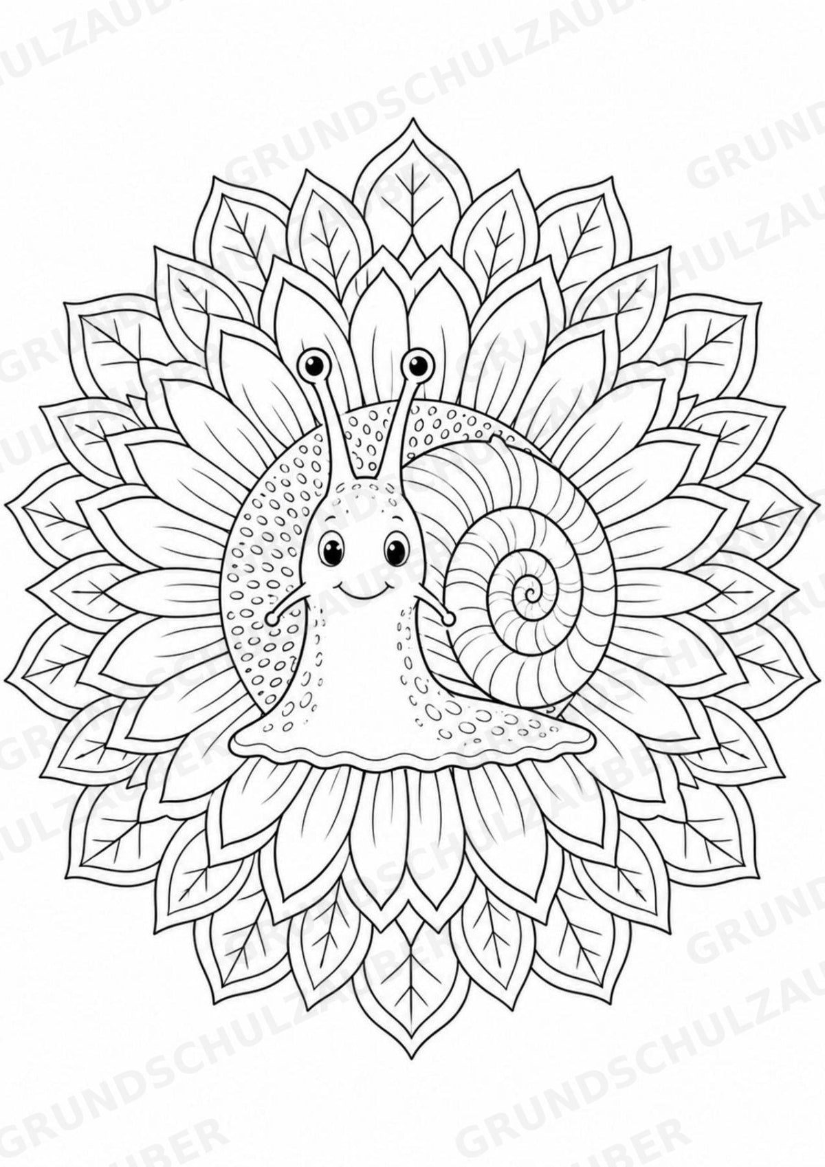 Schnecke Mandalas Ausmalbilder – Tiere – 15 Malvorlagen – Materialseite 4