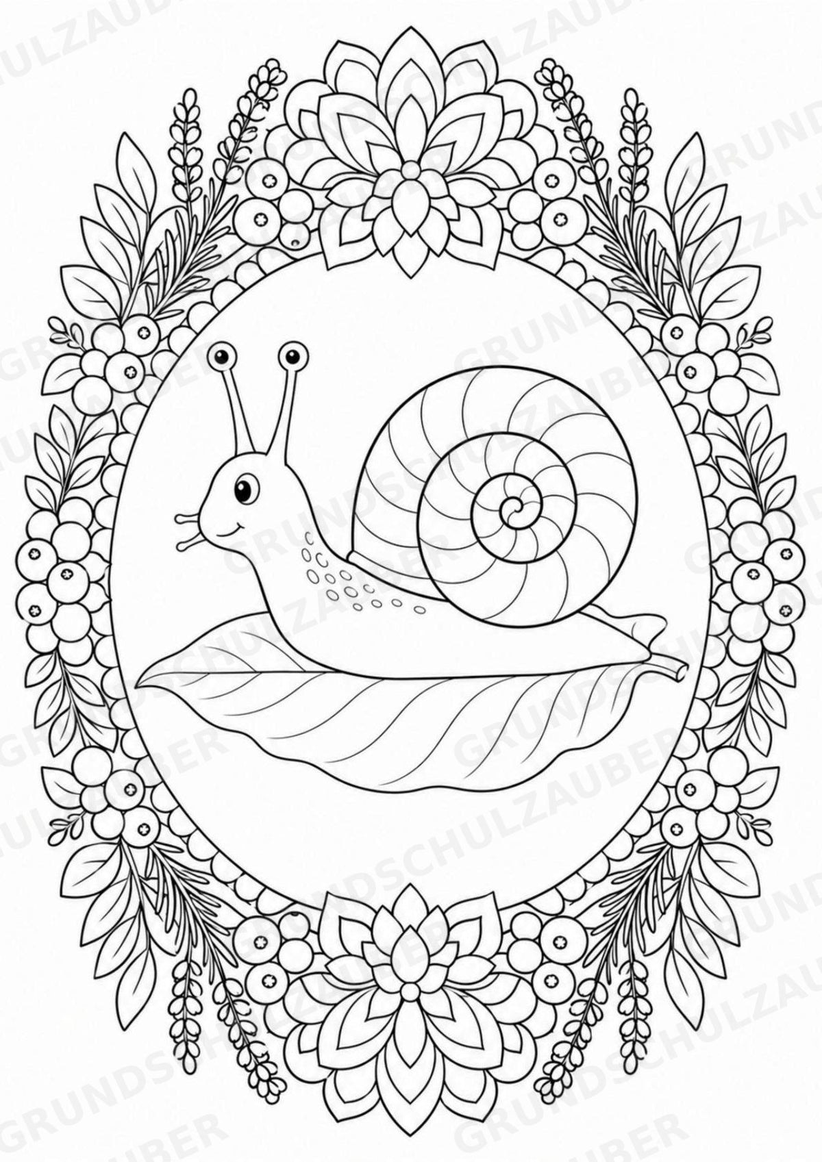 Schnecke Mandalas Ausmalbilder – Tiere – 15 Malvorlagen – Materialseite 7