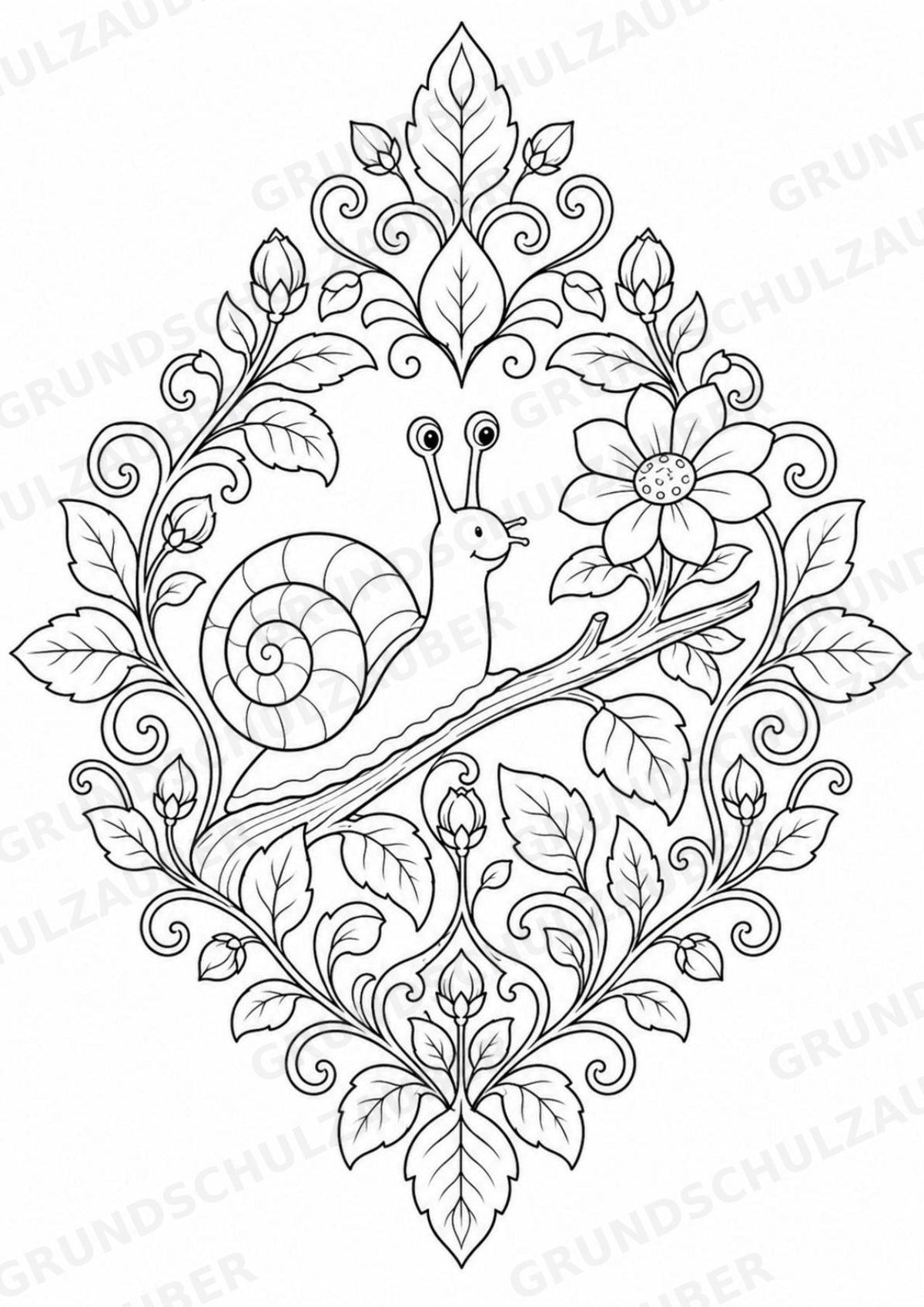 Schnecke Mandalas Ausmalbilder – Tiere – 15 Malvorlagen – Materialseite 8
