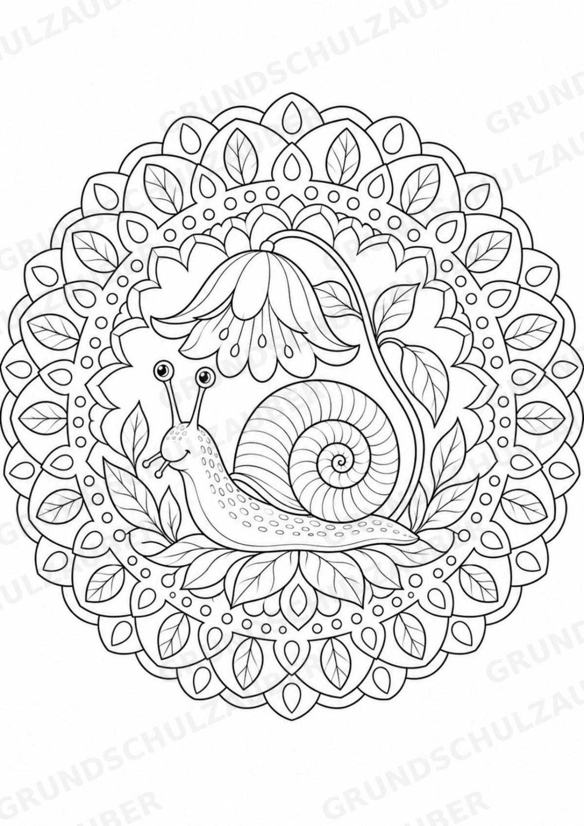 Schnecke Mandalas Ausmalbilder – Tiere – 15 Malvorlagen – Materialseite 9