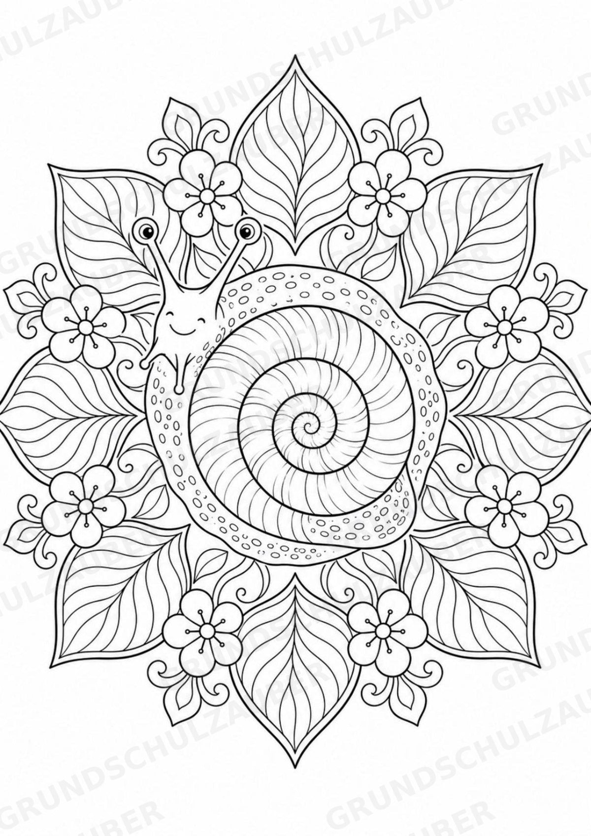 Schnecke Mandalas Ausmalbilder – Tiere – 15 Malvorlagen – Materialseite 12