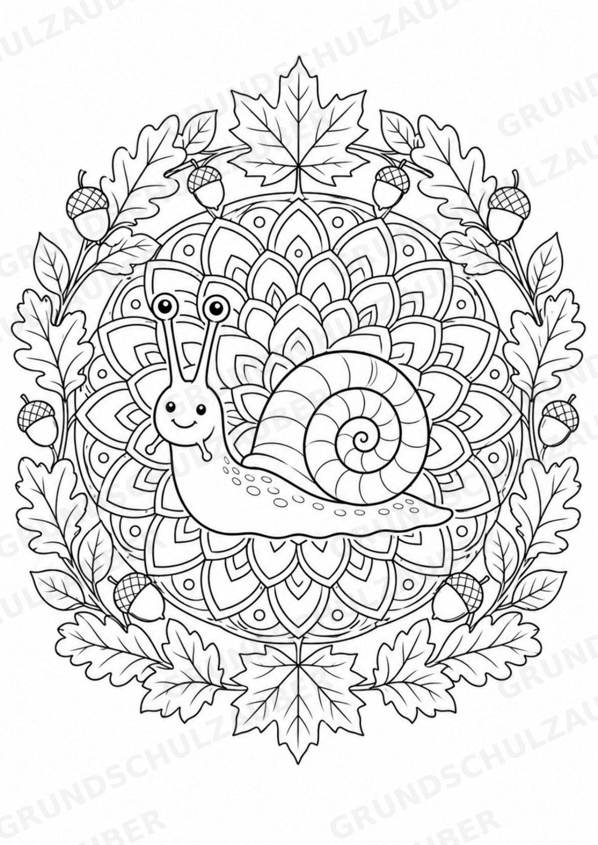 Schnecke Mandalas Ausmalbilder – Tiere – 15 Malvorlagen – Materialseite 16