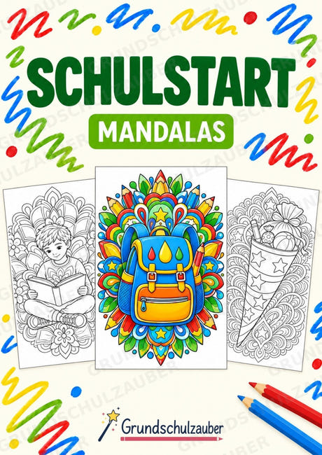 Schulstart Mandalas Ausmalbilder – Schulbeginn – 15 Malvorlagen – Cover