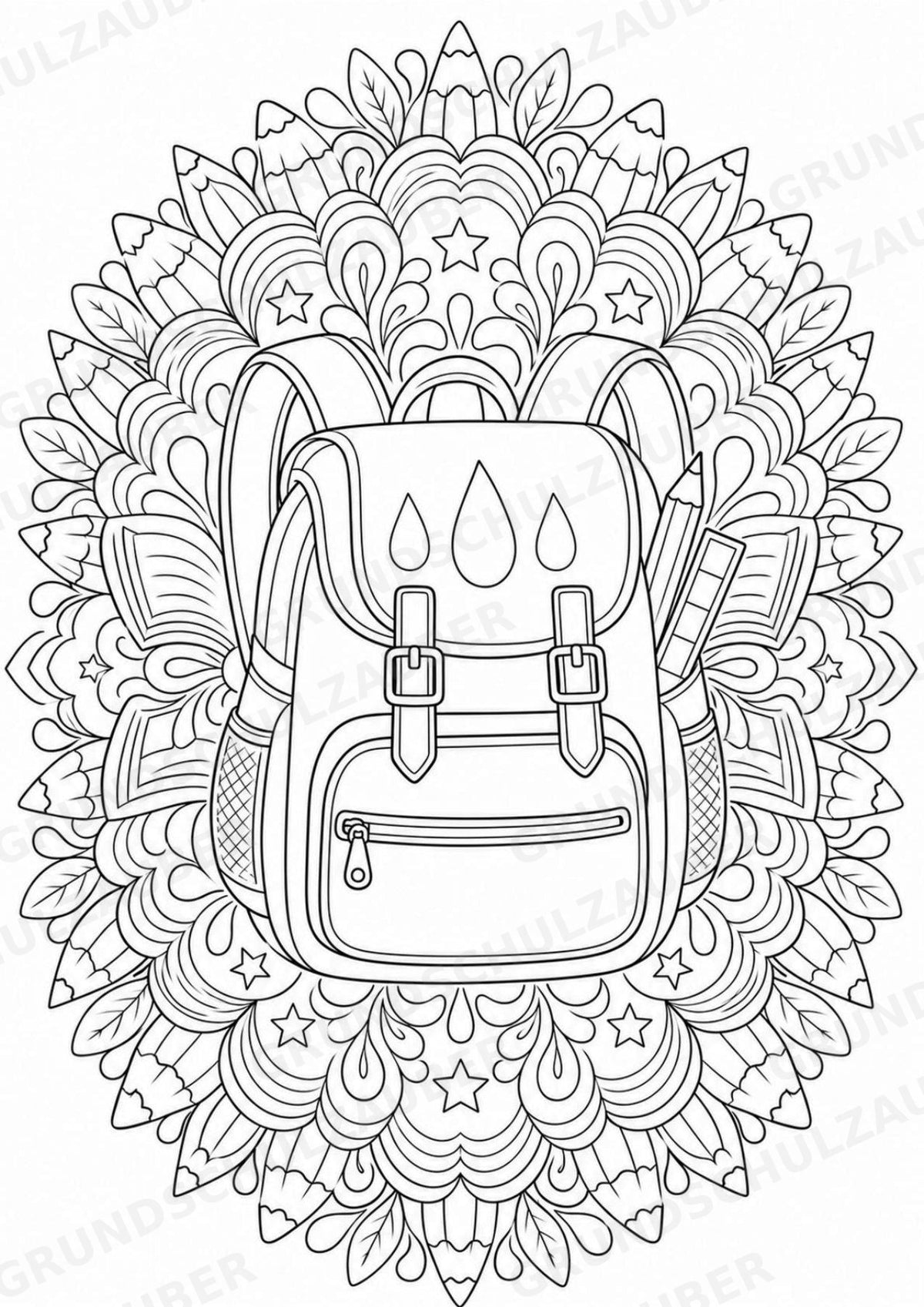 Schulstart Mandalas Ausmalbilder – Schulbeginn – 15 Malvorlagen – Materialseite 2